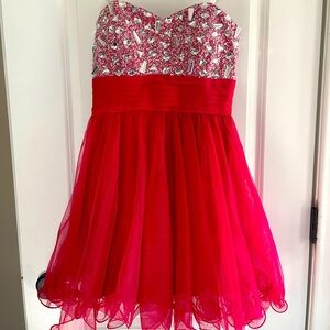 Hot Pink Rhinestone Embellished Evening Dress Bondie Nites by Stacy Sklar